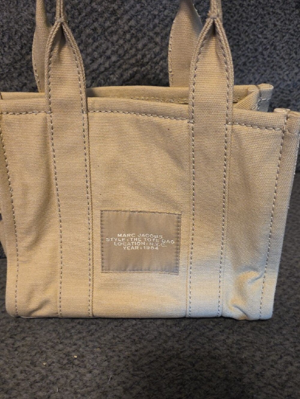 Marc Jacobs Beige Canvas Tote with Red Heart and Yellow Flower Accents - Picture 2 of 4